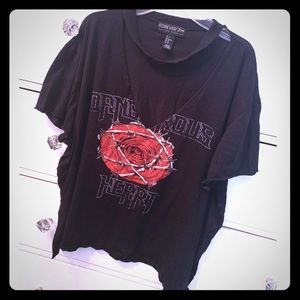 Forever 21+ Choker Neck Rocker Tee